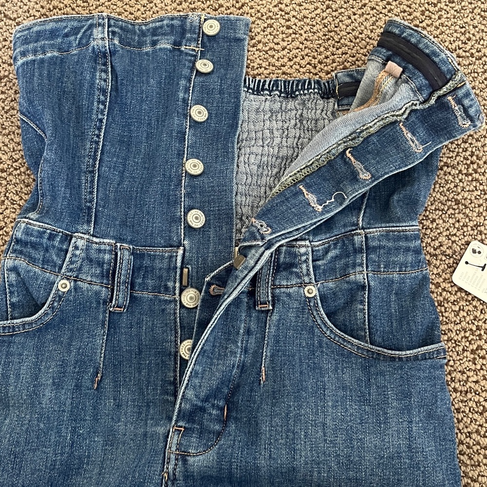 NWT free people strapless jean romper - Picture 6 of 7